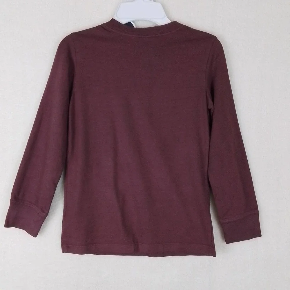 OshKosh Long‎ Sleeve Cotton Henley Tee Boys Size 6 in Burgundy